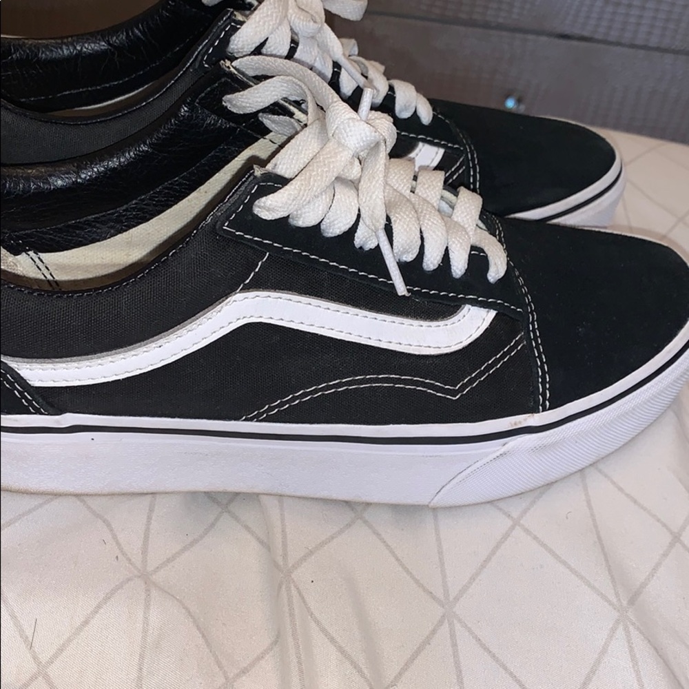 Black and white platform vans